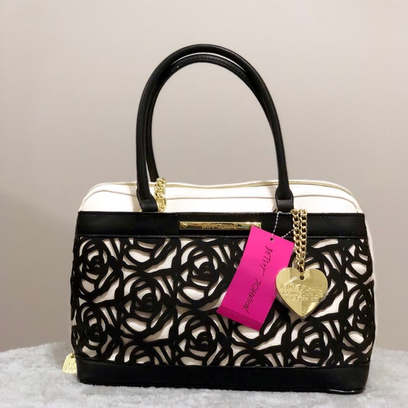 Betsey Johnson Handbags - Betsey Johnson Black White Floral Satchel